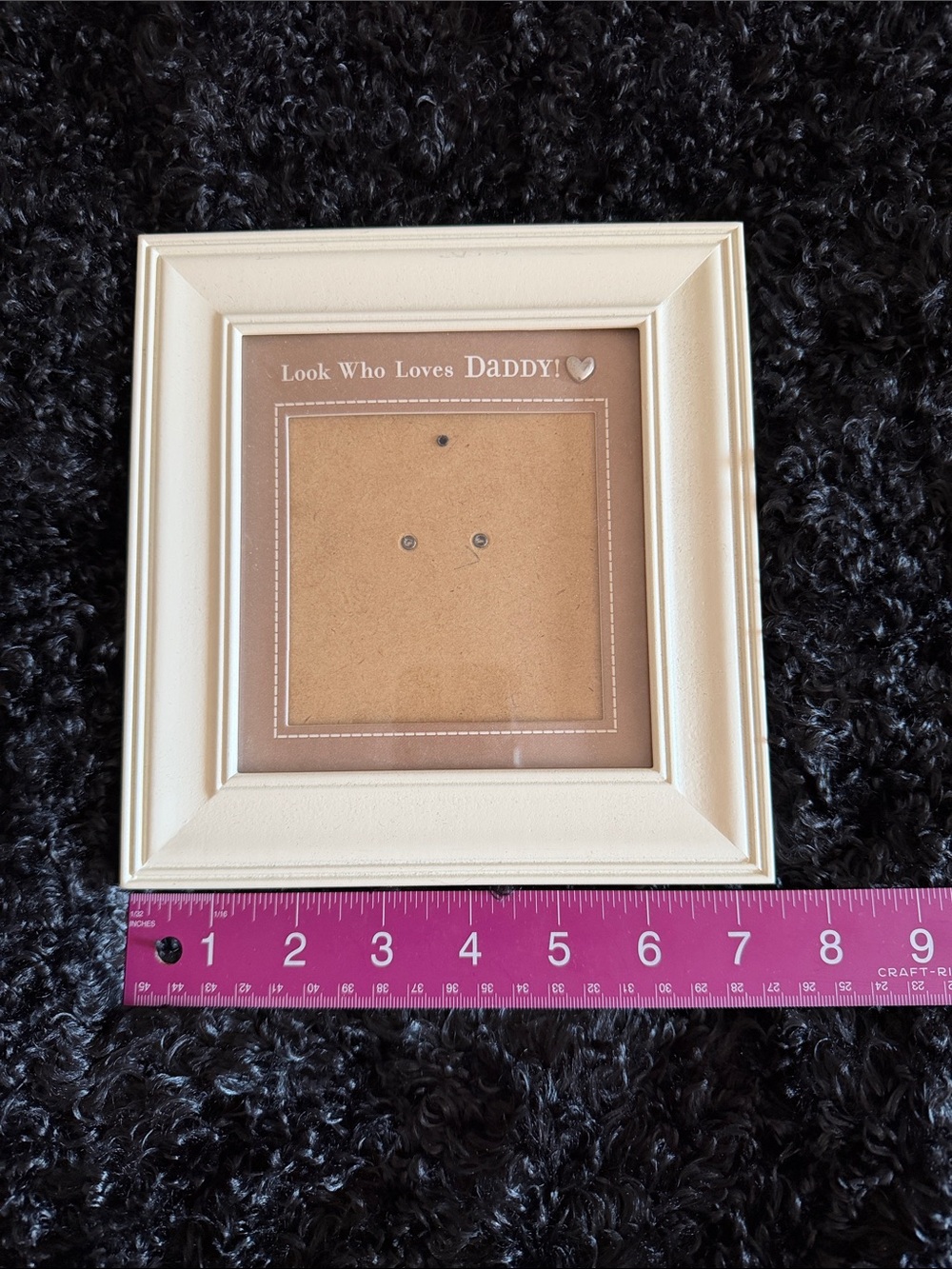 Cream Picture Frame with 'Look Who Loves Daddy' Accent - holds 4x4 photo